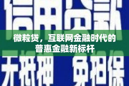 荷塘微粒贷，互联网金融时代的普惠金融新标杆