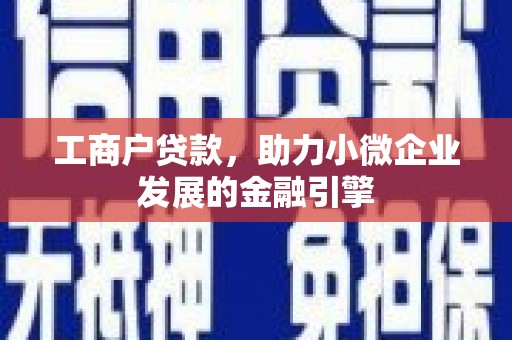 荷塘工商户贷款，助力小微企业发展的金融引擎
