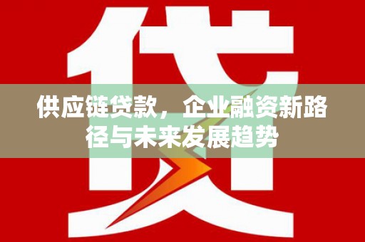 荷塘供应链贷款，企业融资新路径与未来发展趋势