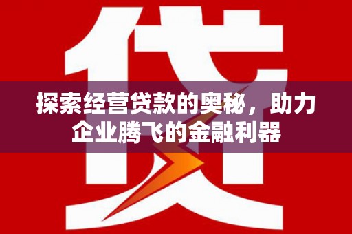荷塘探索经营贷款的奥秘，助力企业腾飞的金融利器