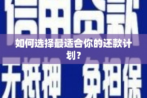 荷塘如何选择最适合你的还款计划？