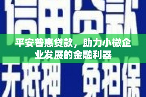 荷塘平安普惠贷款，助力小微企业发展的金融利器