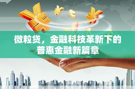 荷塘微粒贷，金融科技革新下的普惠金融新篇章