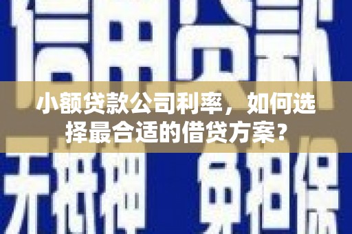 荷塘小额贷款公司利率，如何选择最合适的借贷方案？