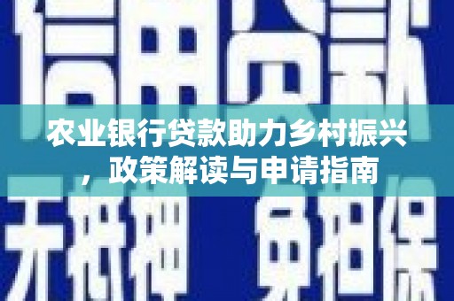 荷塘农业银行贷款助力乡村振兴，政策解读与申请指南