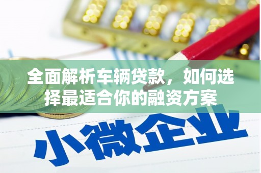 荷塘全面解析车辆贷款，如何选择最适合你的融资方案