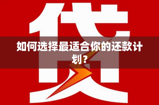 荷塘如何选择最适合你的还款计划？